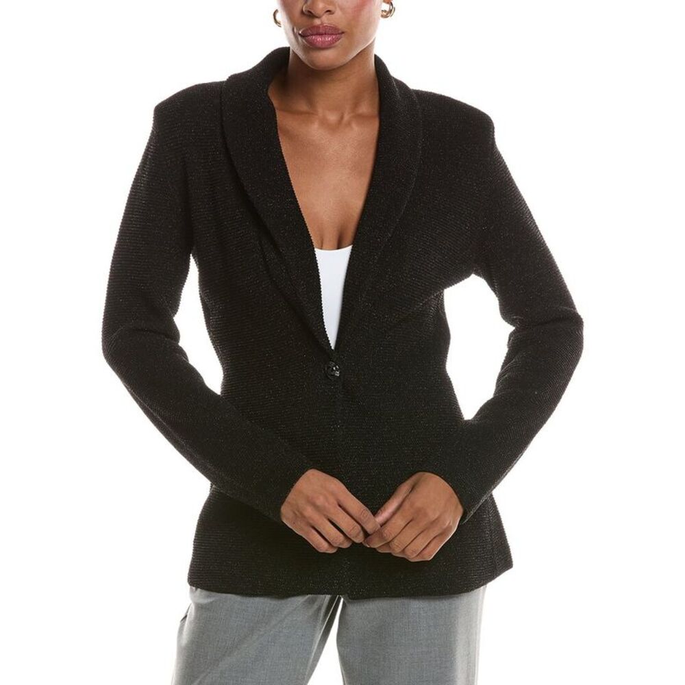 St. John Womens  Tuxedo Textured Jacket, Black